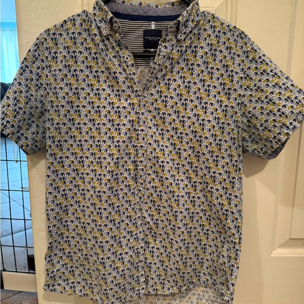 Denim & Flower Blue Yellow Floral Casual Shirt